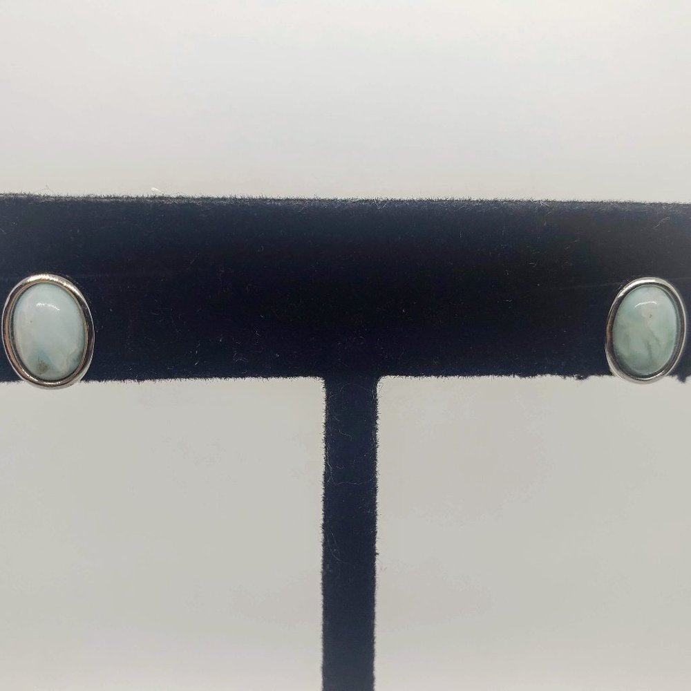 Blue Larimar Sterling Silver Earrings